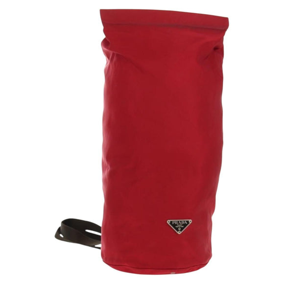 PRADA Shoulder Bag Nylon Red Silver Auth 157829