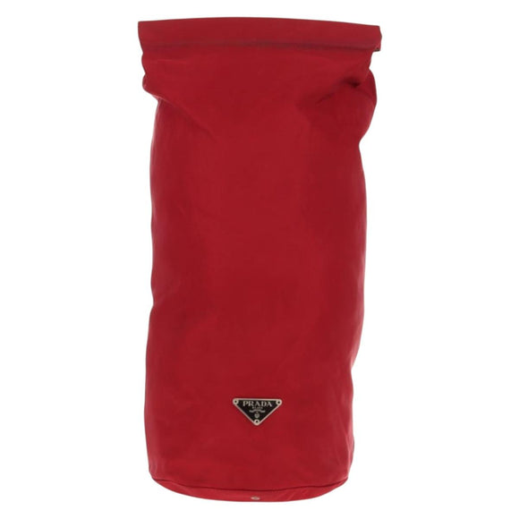 PRADA Shoulder Bag Nylon Red Silver Auth 157829