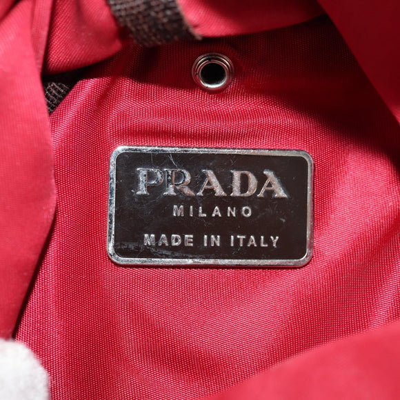 PRADA Shoulder Bag Nylon Red Silver Auth 157829