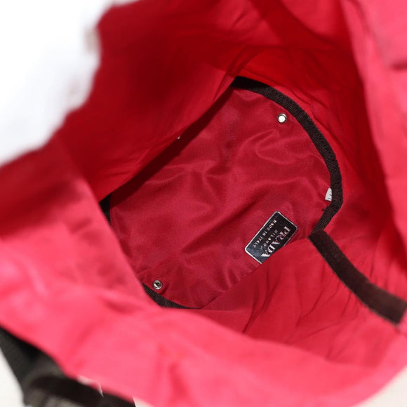 PRADA Shoulder Bag Nylon Red Silver Auth 157829