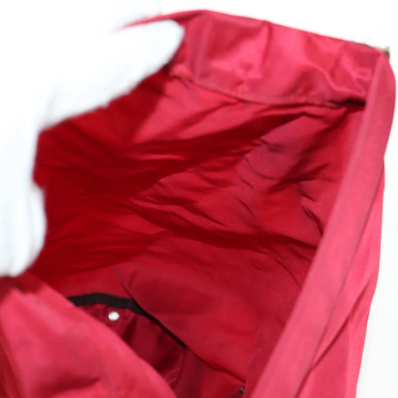 PRADA Shoulder Bag Nylon Red Silver Auth 157829