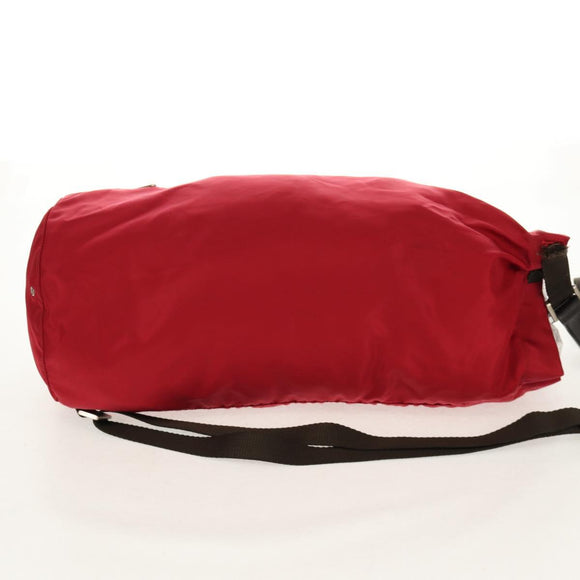 PRADA Shoulder Bag Nylon Red Silver Auth 157829