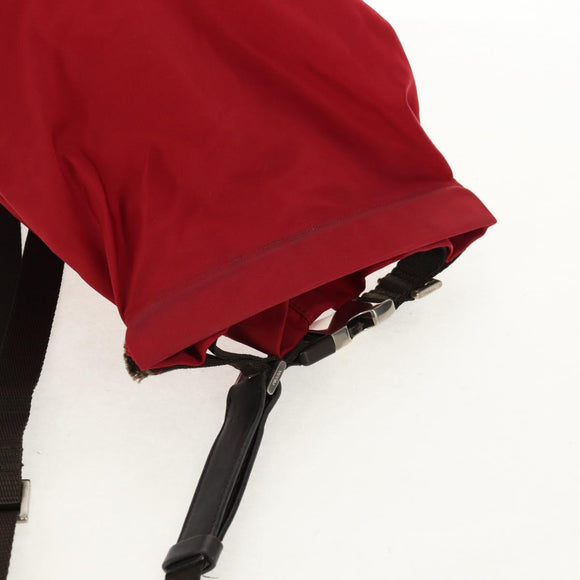PRADA Shoulder Bag Nylon Red Silver Auth 157829