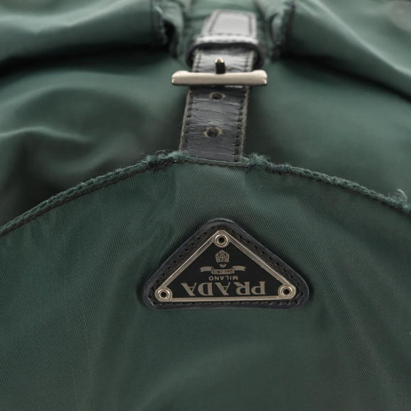 PRADA Backpack Nylon Green Silver Auth 157830