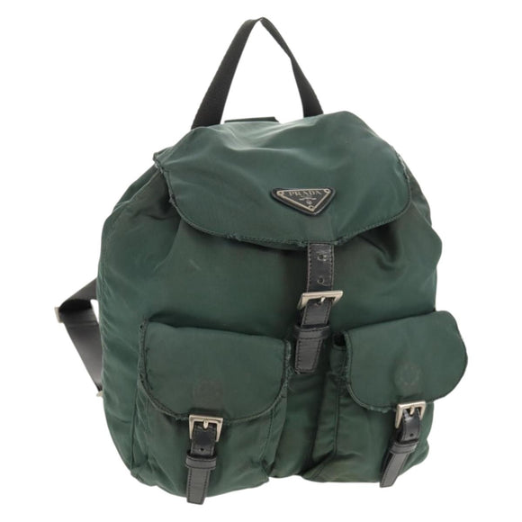 PRADA Backpack Nylon Green Silver Auth 157830