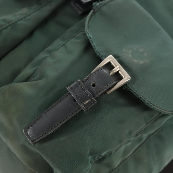 PRADA Backpack Nylon Green Silver Auth 157830