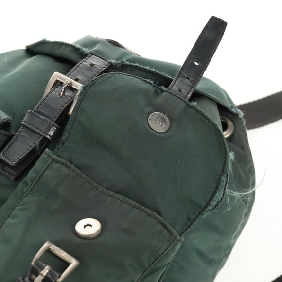 PRADA Backpack Nylon Green Silver Auth 157830
