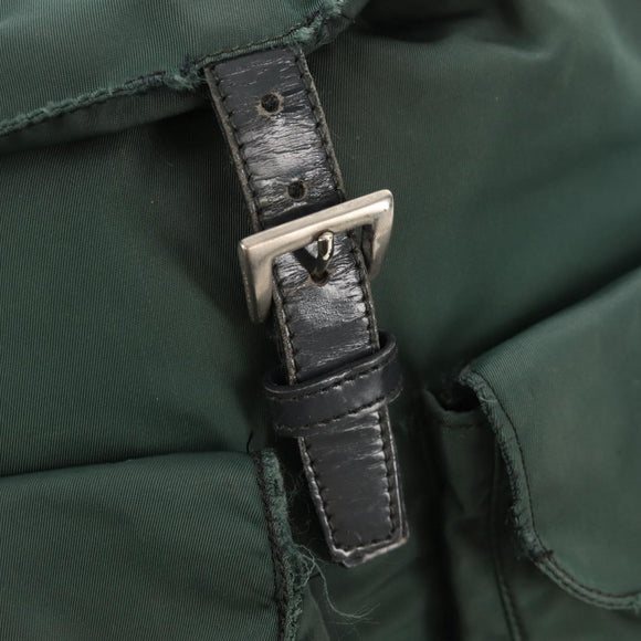 PRADA Backpack Nylon Green Silver Auth 157830