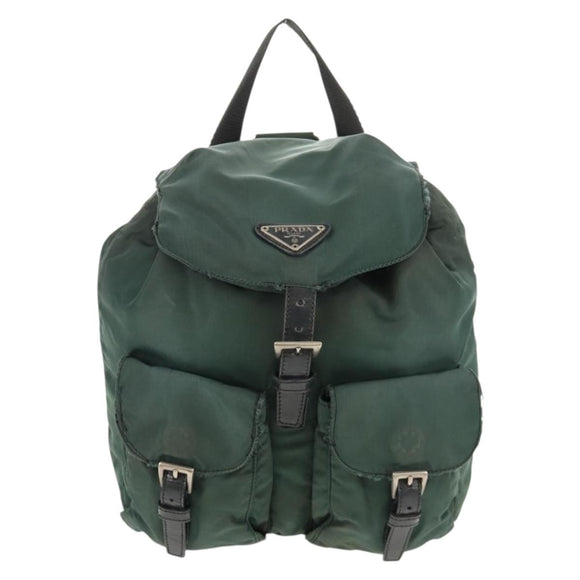 PRADA Backpack Nylon Green Silver Auth 157830