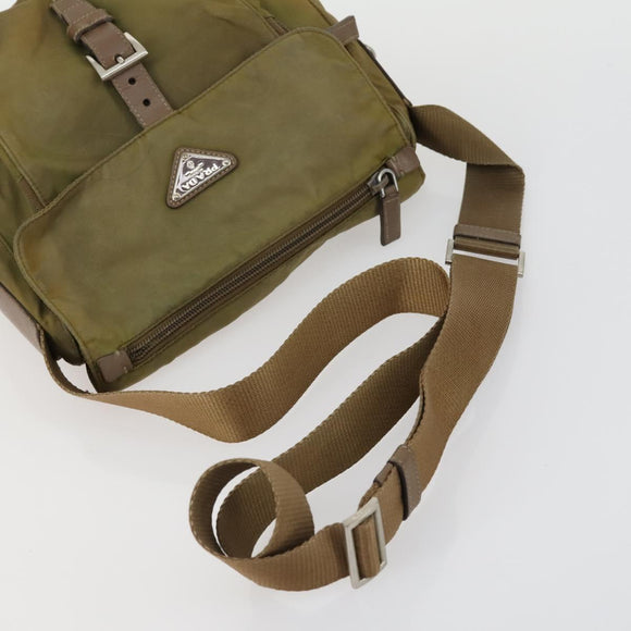 PRADA Hand Bag Nylon 3 Set Green Beige Auth 157831