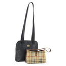 CELINE Burberry Shoulder Bag Leather PVC 2 Set Brown Black Auth 157832-1