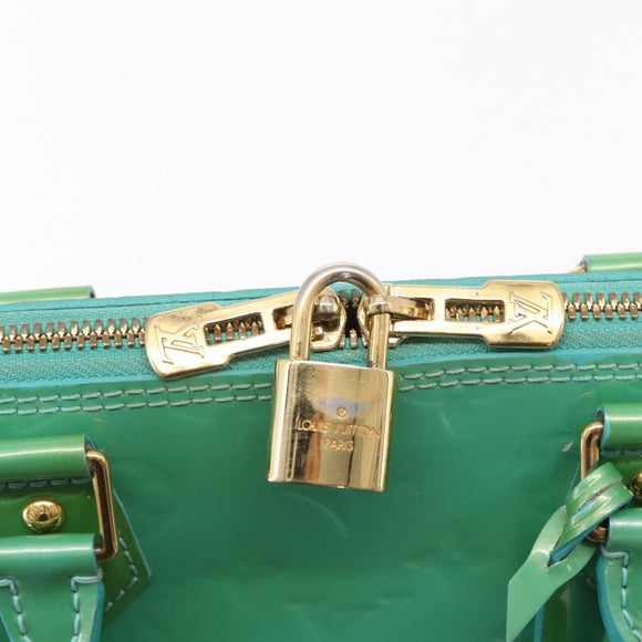 LOUIS VUITTON Monogram Vernis Alma PM Hand Bag Blue Lagon M91694 LV Auth 157856