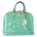 LOUIS VUITTON Monogram Vernis Alma PM Hand Bag Blue Lagon M91694 LV Auth 157856-1