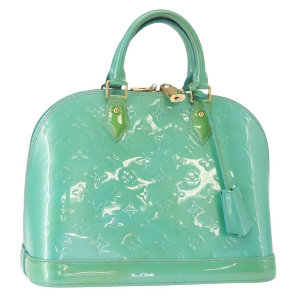 LOUIS VUITTON Monogram Vernis Alma PM Hand Bag Blue Lagon M91694 LV Auth 157856
