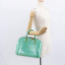 LOUIS VUITTON Monogram Vernis Alma PM Hand Bag Blue Lagon M91694 LV Auth 157856-22