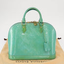 LOUIS VUITTON Monogram Vernis Alma PM Hand Bag Blue Lagon M91694 LV Auth 157856-23