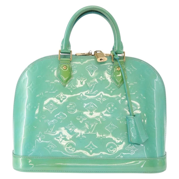 LOUIS VUITTON Monogram Vernis Alma PM Hand Bag Blue Lagon M91694 LV Auth 157856