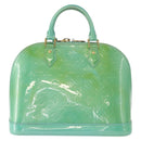 LOUIS VUITTON Monogram Vernis Alma PM Hand Bag Blue Lagon M91694 LV Auth 157856-2