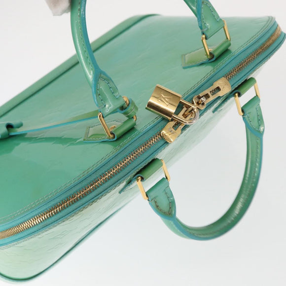 LOUIS VUITTON Monogram Vernis Alma PM Hand Bag Blue Lagon M91694 LV Auth 157856