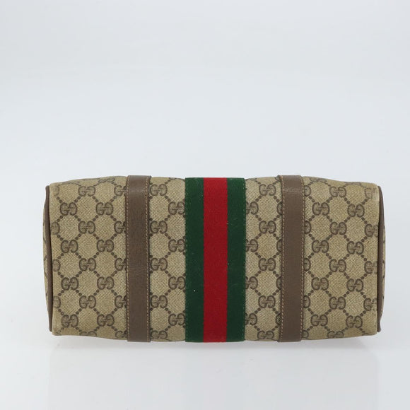 GUCCI GG Supreme Web Sherry Line Bag PVC Beige Gold 116 02 006 Auth 157857