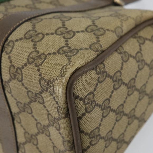 GUCCI GG Supreme Web Sherry Line Bag PVC Beige Gold 116 02 006 Auth 157857