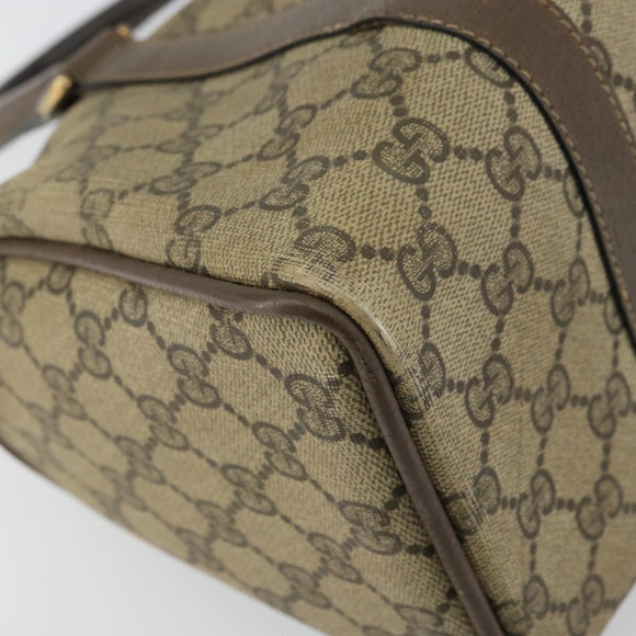 GUCCI GG Supreme Web Sherry Line Bag PVC Beige Gold 116 02 006 Auth 157857