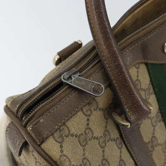 GUCCI GG Supreme Web Sherry Line Bag PVC Beige Gold 116 02 006 Auth 157857