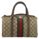 GUCCI GG Supreme Web Sherry Line Bag PVC Beige Gold 116 02 006 Auth 157857-13