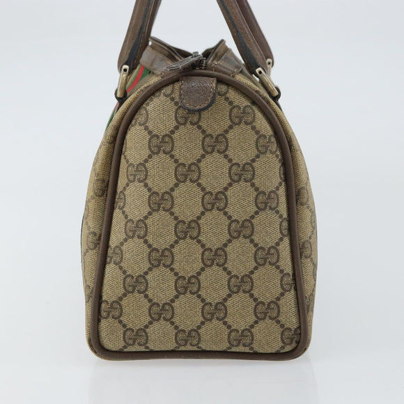 GUCCI GG Supreme Web Sherry Line Bag PVC Beige Gold 116 02 006 Auth 157857