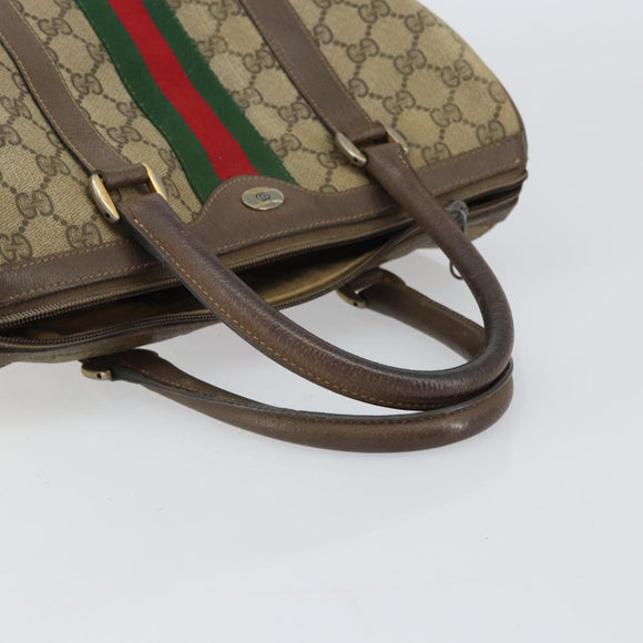 GUCCI GG Supreme Web Sherry Line Bag PVC Beige Gold 116 02 006 Auth 157857