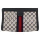 GUCCI GG Supreme Sherry Line Clutch Bag PVC Navy Gold Red 89 01 002 Auth 157859-2