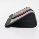 GUCCI GG Supreme Sherry Line Clutch Bag PVC Navy Gold Red 89 01 002 Auth 157859-5