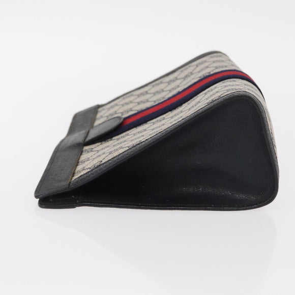 GUCCI GG Supreme Sherry Line Clutch Bag PVC Navy Gold Red 89 01 002 Auth 157859