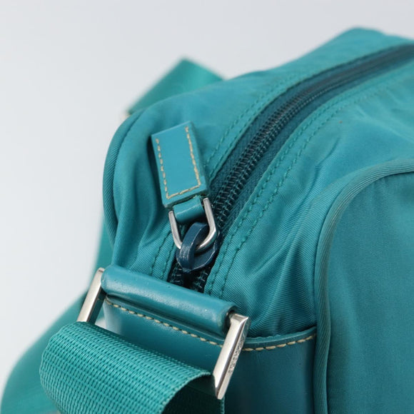 PRADA Shoulder Bag Nylon Turquoise Blue Silver Auth 157870