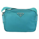 PRADA Shoulder Bag Nylon Turquoise Blue Silver Auth 157870-13