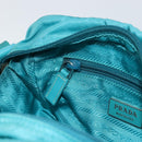 PRADA Shoulder Bag Nylon Turquoise Blue Silver Auth 157870-21