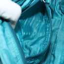 PRADA Shoulder Bag Nylon Turquoise Blue Silver Auth 157870-22