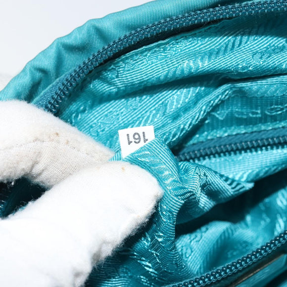 PRADA Shoulder Bag Nylon Turquoise Blue Silver Auth 157870