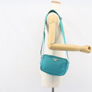 PRADA Shoulder Bag Nylon Turquoise Blue Silver Auth 157870-23