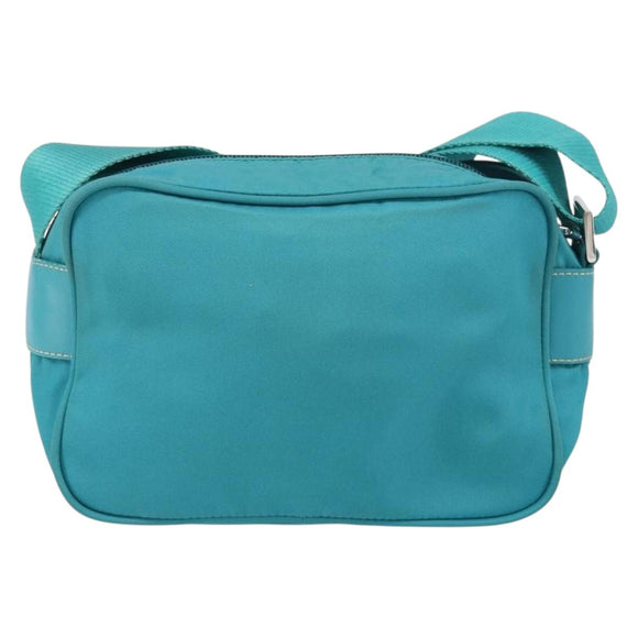 PRADA Shoulder Bag Nylon Turquoise Blue Silver Auth 157870