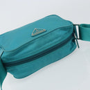 PRADA Shoulder Bag Nylon Turquoise Blue Silver Auth 157870-6