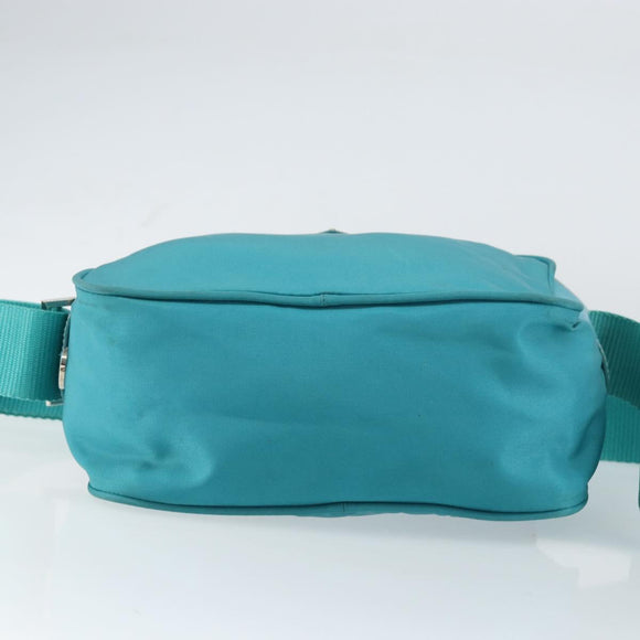 PRADA Shoulder Bag Nylon Turquoise Blue Silver Auth 157870