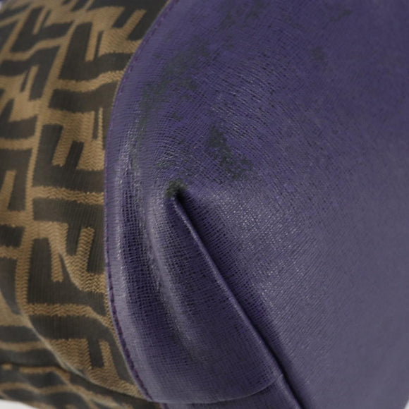 FENDI Zucca Canvas Tote Bag Black Brown Purple Auth 157871