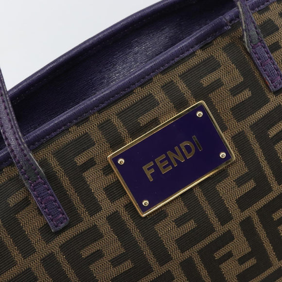 FENDI Zucca Canvas Tote Bag Black Brown Purple Auth 157871