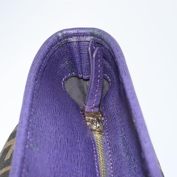 FENDI Zucca Canvas Tote Bag Black Brown Purple Auth 157871