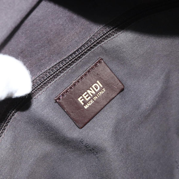 FENDI Zucca Canvas Tote Bag Black Brown Purple Auth 157871