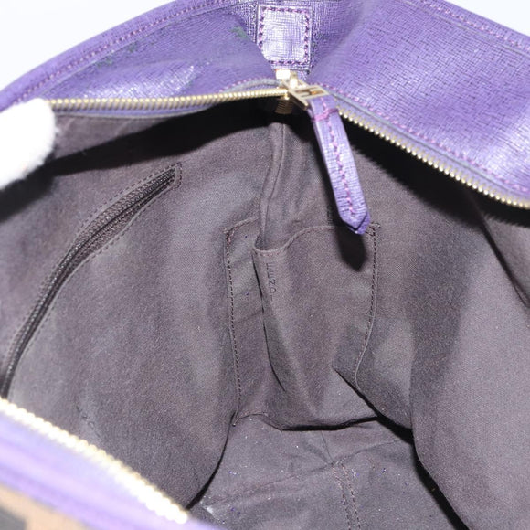 FENDI Zucca Canvas Tote Bag Black Brown Purple Auth 157871