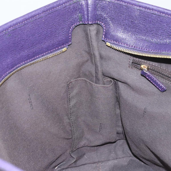 FENDI Zucca Canvas Tote Bag Black Brown Purple Auth 157871