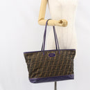 FENDI Zucca Canvas Tote Bag Black Brown Purple Auth 157871-23