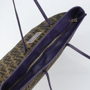 FENDI Zucca Canvas Tote Bag Black Brown Purple Auth 157871-6
